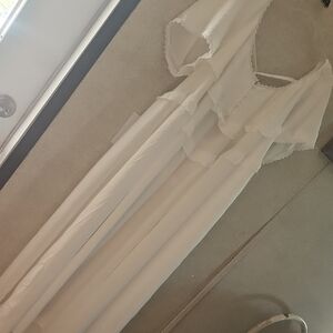 Women's High-Low Ruffle Maxi Dress in Cream